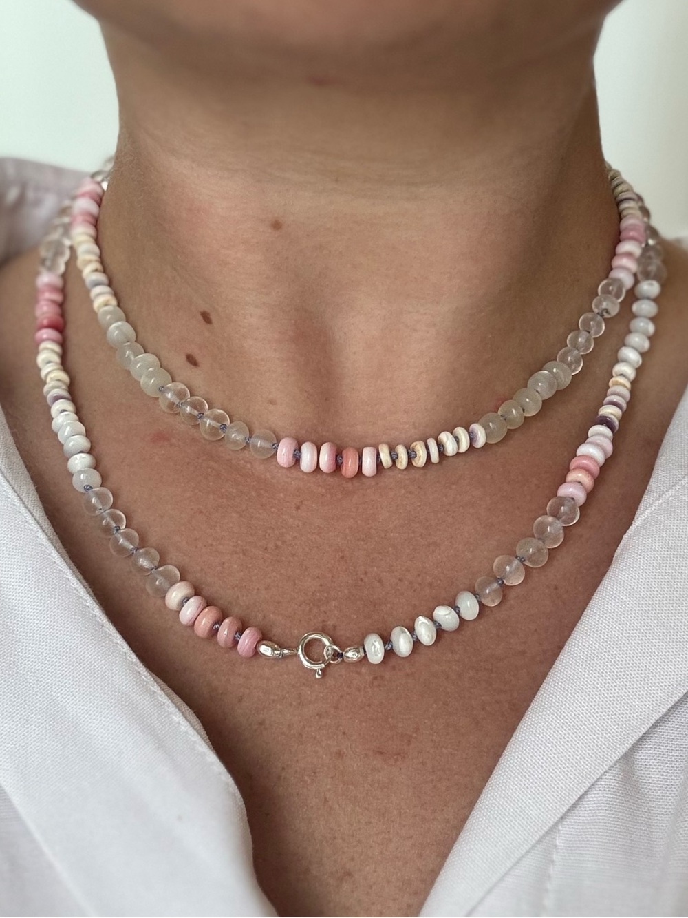 Beaded Necklaces - Pink and Purple